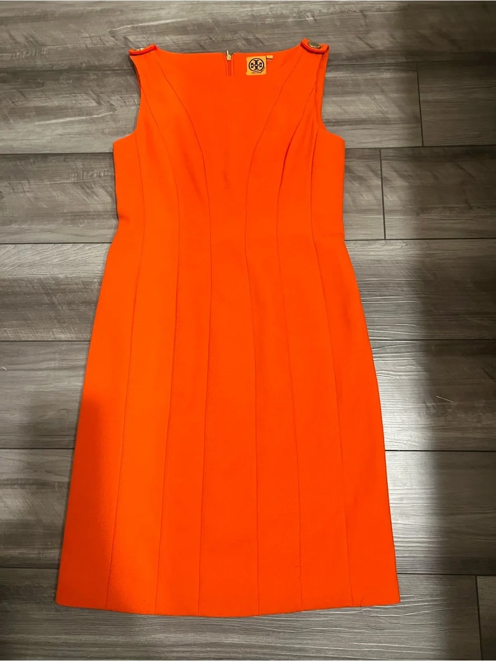 Tory Burch Bright Orange Midi Sheath Dress